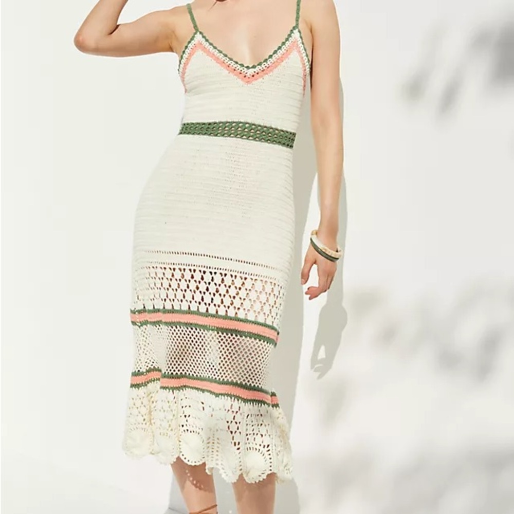 Roller Rabbit Crochet Dress with Green and Pink Details